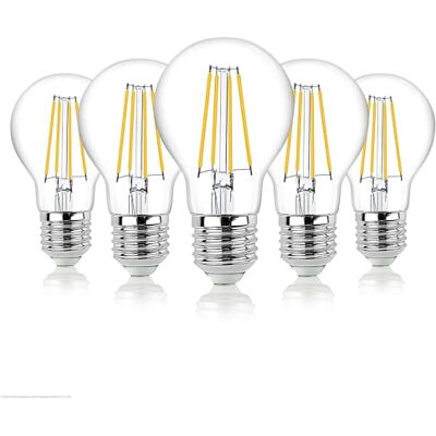Hellum 5 lampadine LED goccia E27 7W sostituisce 60W vetro chiaro Lampadina goccia luce calda 810lm, 2700K, E27, filamento LED, sostituisce 60W Incandescenza 206111 Hellum 5 lampadine LED goccia E27 7W sostituisce 60W vetro chiaro Lampadina goccia luce calda 810lm, 2700K, E27, filamento LED, sostituisce 60W Incandescenza 206111