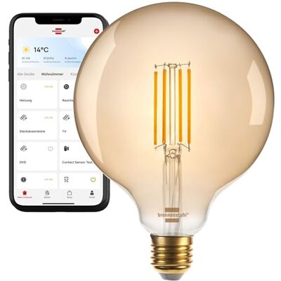 Brennenstuhl Connect Lampadina LED a filamento WiFi (lampadina vintage compatibile con Amazon Alexa e Google Assistant, E27, 470 lm, 4,9 W, bianco caldo 2200 K, dimmerabile, retrò, app gratuita) Brennenstuhl Connect Lampadina LED a filamento WiFi (lampadina vintage compatibile con Amazon Alexa e Google Assistant, E27, 470 lm, 4,9 W, bianco caldo 2200 K, dimmerabile, retrò, app gratuita)