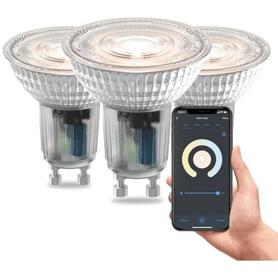 CALEX Faretto LED Smart, GU10, PAR16, luce da fredda a calda, Dimmerabile, controllo app Wi-Fi & vocale, Confezione da 3 CALEX Faretto LED Smart, GU10, PAR16, luce da fredda a calda, Dimmerabile, controllo app Wi-Fi & vocale, Confezione da 3