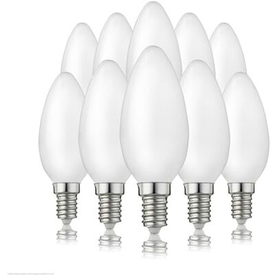 Hellum 10x lampadine LED candela E14 2,5W sostituisce 25W vetro opaco Lampadina candela bianco caldo 250lm, 2700K, E14 Candela Vintage Luce, filamento LED, sostituisce 25W Incandescenza Hellum 10x lampadine LED candela E14 2,5W sostituisce 25W vetro opaco Lampadina candela bianco caldo 250lm, 2700K, E14 Candela Vintage Luce, filamento LED, sostituisce 25W Incandescenza