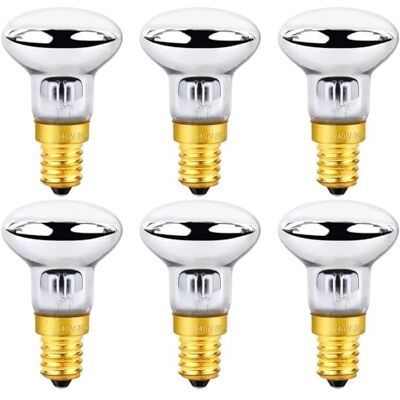 Vegena 6 Pezzi Lava Lampadina E14 30W R39 Lampadina a Incandescenza, Luce Calda 2700K, 340LM, AC 230V, Filamento R39 Attacco Piccolo per Lavalamp, Lampade a Lava, Lampada Vulcano, Lampada Bolle Vegena 6 Pezzi Lava Lampadina E14 30W R39 Lampadina a Incandescenza, Luce Calda 2700K, 340LM, AC 230V, Filamento R39 Attacco Piccolo per Lavalamp, Lampade a Lava, Lampada Vulcano, Lampada Bolle