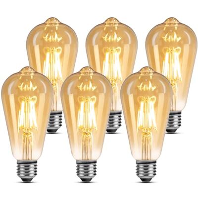 Lepro Lampadine LED E27 ST64 470LM, 4.8W ≈ 40W, 2500K, Angolo 360°, 6 Pcs Non Dimmable, CRI>80, LED Lampadina Super Luminosa, Nessuno Sfarfallio, Risparmio Energetico Superiore al 88% Lepro Lampadine LED E27 ST64 470LM, 4.8W ≈ 40W, 2500K, Angolo 360°, 6 Pcs Non Dimmable, CRI>80, LED Lampadina Super Luminosa, Nessuno Sfarfallio, Risparmio Energetico Superiore al 88%