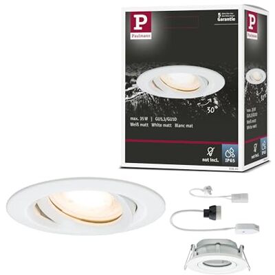 Paulmann 93661 Led Nova Faretto da Incasso Rotondo Faretto da Soffitto Bianco Orientabile Senza Lampadina Max Faretto da Incasso 35 W Gu10 O Gu53, In Alluminio, Opaco Paulmann 93661 Led Nova Faretto da Incasso Rotondo Faretto da Soffitto Bianco Orientabile Senza Lampadina Max Faretto da Incasso 35 W Gu10 O Gu53, In Alluminio, Opaco