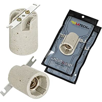 ISOLATECH 2x Portalampada E14 in Ceramica con staffa Max.250V/4A LED Per lampadine a risparmio energetico e lampadine a incandescenza, resistente al calore, per cucina, bagno, faretti da incasso ISOLATECH 2x Portalampada E14 in Ceramica con staffa Max.250V/4A LED Per lampadine a risparmio energetico e lampadine a incandescenza, resistente al calore, per cucina, bagno, faretti da incasso