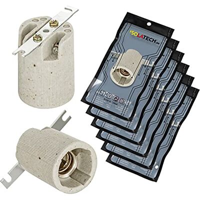 ISOLATECH 6x Portalampada E14 in Ceramica con staffa Max.250V/4A LED Per lampadine a risparmio energetico e lampadine a incandescenza, resistente al calore, per cucina, bagno, faretti da incasso ISOLATECH 6x Portalampada E14 in Ceramica con staffa Max.250V/4A LED Per lampadine a risparmio energetico e lampadine a incandescenza, resistente al calore, per cucina, bagno, faretti da incasso