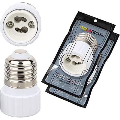 ISOLATECH 2x Adattatore da E27 a GU10 Max.250V/2A Ceramica Convertitore LED, per lampadine a risparmio energetico e lampadine a incandescenza, Resistente al calore, Attacco in ceramica ISOLATECH 2x Adattatore da E27 a GU10 Max.250V/2A Ceramica Convertitore LED, per lampadine a risparmio energetico e lampadine a incandescenza, Resistente al calore, Attacco in ceramica