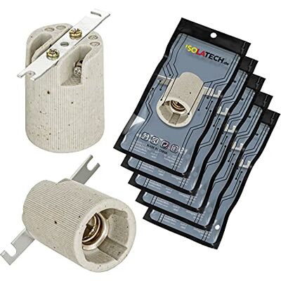 ISOLATECH 5x Portalampada E14 in Ceramica con staffa Max.250V/4A LED Per lampadine a risparmio energetico e lampadine a incandescenza, resistente al calore, per cucina, bagno, faretti da incasso ISOLATECH 5x Portalampada E14 in Ceramica con staffa Max.250V/4A LED Per lampadine a risparmio energetico e lampadine a incandescenza, resistente al calore, per cucina, bagno, faretti da incasso