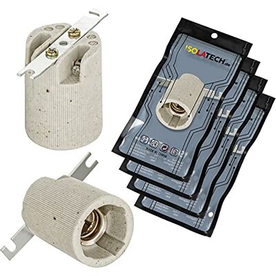ISOLATECH 4x Portalampada E14 in Ceramica con staffa Max.250V/4A LED Per lampadine a risparmio energetico e lampadine a incandescenza, resistente al calore, per cucina, bagno, faretti da incasso ISOLATECH 4x Portalampada E14 in Ceramica con staffa Max.250V/4A LED Per lampadine a risparmio energetico e lampadine a incandescenza, resistente al calore, per cucina, bagno, faretti da incasso