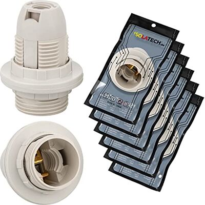 ISOLATECH 6x Portalampada E14 in Plastica con 2 anelli a vite/anelli Max.250V/4A, Per LED e lampadine a risparmio energetico, illuminazione a soffitto, resistente al calore ISOLATECH 6x Portalampada E14 in Plastica con 2 anelli a vite/anelli Max.250V/4A, Per LED e lampadine a risparmio energetico, illuminazione a soffitto, resistente al calore