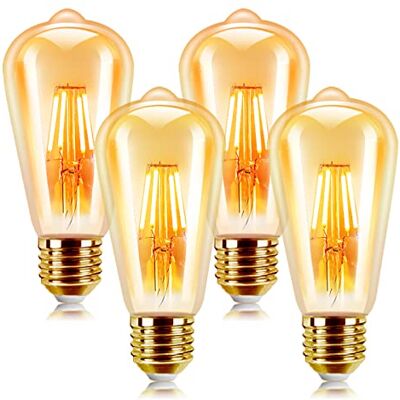 EXTRASTAR LED Lampadina Vintage Edison 6W E27 2200K Edison lampadina Vintage Retro Stile Lampadine Decorativo luce filamento della lampadina (4 pezzi) EXTRASTAR LED Lampadina Vintage Edison 6W E27 2200K Edison lampadina Vintage Retro Stile Lampadine Decorativo luce filamento della lampadina (4 pezzi)