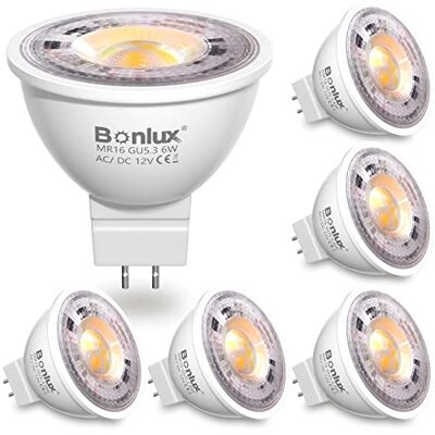 Bonlux Lampadine LED GU5.3 MR16 6W 12V Faretti Luce Bianco Caldo 3000K MR16 Riflettore Spot Lampadine LED 600LM Equivalente a 60W Alogena 38°Angolo del Fascio Non Dimmerabile 6 Pezzi Bonlux Lampadine LED GU5.3 MR16 6W 12V Faretti Luce Bianco Caldo 3000K MR16 Riflettore Spot Lampadine LED 600LM Equivalente a 60W Alogena 38°Angolo del Fascio Non Dimmerabile 6 Pezzi