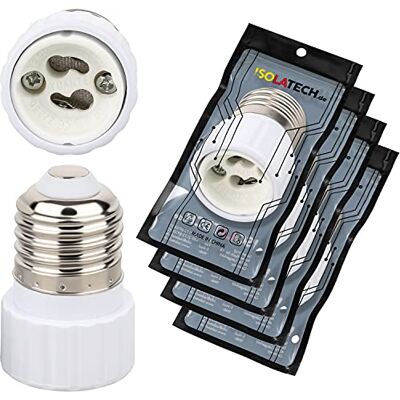 ISOLATECH 4x Adattatore da E27 a GU10 Max.250V/2A Ceramica Convertitore LED, per lampadine a risparmio energetico e lampadine a incandescenza, Resistente al calore, Attacco in ceramica ISOLATECH 4x Adattatore da E27 a GU10 Max.250V/2A Ceramica Convertitore LED, per lampadine a risparmio energetico e lampadine a incandescenza, Resistente al calore, Attacco in ceramica