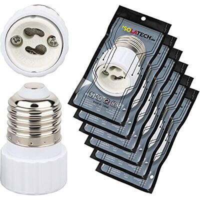 ISOLATECH 6x Adattatore da E27 a GU10 Max.250V/2A Ceramica Convertitore LED, per lampadine a risparmio energetico e lampadine a incandescenza, Resistente al calore, Attacco in ceramica ISOLATECH 6x Adattatore da E27 a GU10 Max.250V/2A Ceramica Convertitore LED, per lampadine a risparmio energetico e lampadine a incandescenza, Resistente al calore, Attacco in ceramica