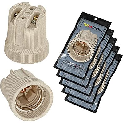 ISOLATECH 5x Portalampada E27 in Ceramica per Lampadine LED Per lampadine a risparmio energetico, Max. 250V/4A, Resistente al calore, Per casa, bagno, cucina e frigorifero ISOLATECH 5x Portalampada E27 in Ceramica per Lampadine LED Per lampadine a risparmio energetico, Max. 250V/4A, Resistente al calore, Per casa, bagno, cucina e frigorifero