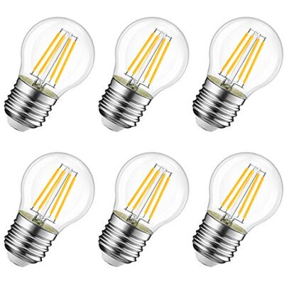 LVWIT Lampadine LED E27 Luce Calda 2700K, Lampadina LED Filamento 5.5W Equivalenti a 60W, 806LM,Lampadine Luce Calda,Mini Globo G45 Stile Vintage,Risparmio Energetico,Non Dimmerabile, Pacco da 6 Unità LVWIT Lampadine LED E27 Luce Calda 2700K, Lampadina LED Filamento 5.5W Equivalenti a 60W, 806LM,Lampadine Luce Calda,Mini Globo G45 Stile Vintage,Risparmio Energetico,Non Dimmerabile, Pacco da 6 Unità