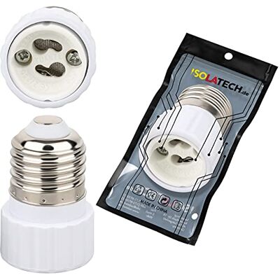 ISOLATECH 1x Adattatore da E27 a GU10 Max.250V/2A Ceramica Convertitore LED, per lampadine a risparmio energetico e lampadine a incandescenza, Resistente al calore, Attacco in ceramica ISOLATECH 1x Adattatore da E27 a GU10 Max.250V/2A Ceramica Convertitore LED, per lampadine a risparmio energetico e lampadine a incandescenza, Resistente al calore, Attacco in ceramica