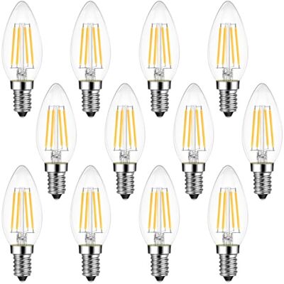 ANWIO Lampadine LED E14 Luce Calda Filamento, Lampadina a Fiamma LED 4W Equivalente a 40W, 470 Lumen, Colore Bianco Caldo 2700K, Forma a Candela C35 Stile Vintage, Non Dimmerabile, 12 Pezzi ANWIO Lampadine LED E14 Luce Calda Filamento, Lampadina a Fiamma LED 4W Equivalente a 40W, 470 Lumen, Colore Bianco Caldo 2700K, Forma a Candela C35 Stile Vintage, Non Dimmerabile, 12 Pezzi