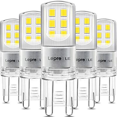 Lepro Lampadina LED G9 320LM, 2.6W ≈ 30W, 6000K, Angolo 300°, 5 Pcs Non Dimmable, CRI>80, LED Lampadina Super Luminosa, Nessuno Sfarfallio, Risparmio Energetico Superiore al 91% Lepro Lampadina LED G9 320LM, 2.6W ≈ 30W, 6000K, Angolo 300°, 5 Pcs Non Dimmable, CRI>80, LED Lampadina Super Luminosa, Nessuno Sfarfallio, Risparmio Energetico Superiore al 91%