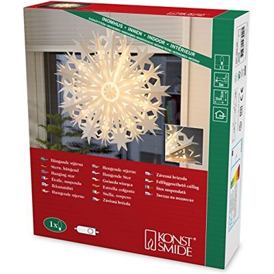 Konstsmide , Stella di carta, bianca, con cavo di collegamento con interruttore on/off, senza lampadina, E14, 230 V, interno, cavo bianco 2939 – 200 Konstsmide , Stella di carta, bianca, con cavo di collegamento con interruttore on/off, senza lampadina, E14, 230 V, interno, cavo bianco 2939 – 200