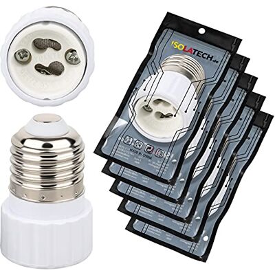 ISOLATECH 5x Adattatore da E27 a GU10 Max.250V/2A Ceramica Convertitore LED, per lampadine a risparmio energetico e lampadine a incandescenza, Resistente al calore, Attacco in ceramica ISOLATECH 5x Adattatore da E27 a GU10 Max.250V/2A Ceramica Convertitore LED, per lampadine a risparmio energetico e lampadine a incandescenza, Resistente al calore, Attacco in ceramica