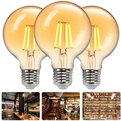 Aigostar Lampadine LED E27 Edison G80, 4W=35W, 2200K,3 Pezzo Luce Calda,400LM,Lampadine di Filamento G80,Lampade Decorativa Retrò per casa, Bar, Caffè, Hotel Aigostar Lampadine LED E27 Edison G80, 4W=35W, 2200K,3 Pezzo Luce Calda,400LM,Lampadine di Filamento G80,Lampade Decorativa Retrò per casa, Bar, Caffè, Hotel