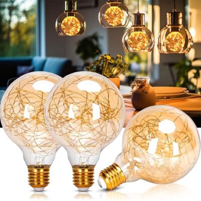 Aigostar Lampadina LED Vintage E27 G95 1.2W, Luce Calda 2500K, 50 Lumen, Globo Filamento in Rame Decorativa Edison Retrò, Non Dimmerabile, Confezione da 3 Aigostar Lampadina LED Vintage E27 G95 1.2W, Luce Calda 2500K, 50 Lumen, Globo Filamento in Rame Decorativa Edison Retrò, Non Dimmerabile, Confezione da 3