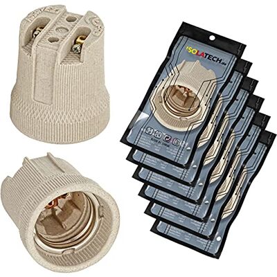 ISOLATECH 6x Portalampada E27 in Ceramica per Lampadine LED Per lampadine a risparmio energetico, Max. 250V/4A, Resistente al calore, Per casa, bagno, cucina e frigorifero ISOLATECH 6x Portalampada E27 in Ceramica per Lampadine LED Per lampadine a risparmio energetico, Max. 250V/4A, Resistente al calore, Per casa, bagno, cucina e frigorifero