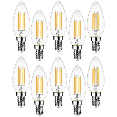 EXTRASTAR Filamento LED E14, 4W Equivalenti a 40W, Luce Calda,C35 Stile Vintage, Non Dimmerabile, Confezione da 10 Pezzi EXTRASTAR Filamento LED E14, 4W Equivalenti a 40W, Luce Calda,C35 Stile Vintage, Non Dimmerabile, Confezione da 10 Pezzi