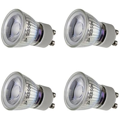 SEBSON Lampadina LED GU10 3W Set da 4-250lm, Bianca Calda 2900K Equivalente a 25W Non Dimmerabile Angolo di Diffusione 46° Lampadina Spot LED 230V SEBSON Lampadina LED GU10 3W Set da 4-250lm, Bianca Calda 2900K Equivalente a 25W Non Dimmerabile Angolo di Diffusione 46° Lampadina Spot LED 230V
