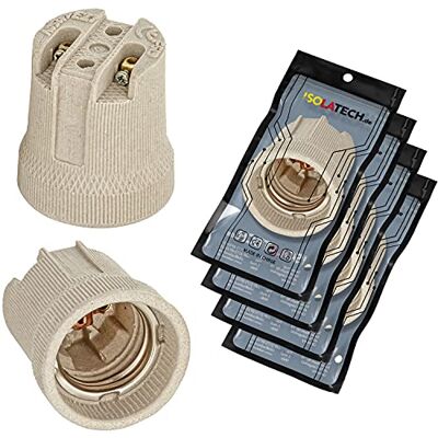ISOLATECH 4x Portalampada E27 in Ceramica per Lampadine LED Per lampadine a risparmio energetico, Max. 250V/4A, Resistente al calore, Per casa, bagno, cucina e frigorifero ISOLATECH 4x Portalampada E27 in Ceramica per Lampadine LED Per lampadine a risparmio energetico, Max. 250V/4A, Resistente al calore, Per casa, bagno, cucina e frigorifero