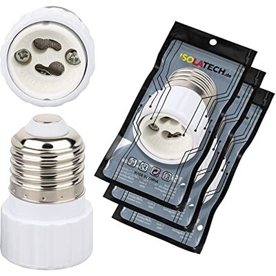 ISOLATECH 3x Adattatore da E27 a GU10 Max.250V/2A Ceramica Convertitore LED, per lampadine a risparmio energetico e lampadine a incandescenza, Resistente al calore, Attacco in ceramica ISOLATECH 3x Adattatore da E27 a GU10 Max.250V/2A Ceramica Convertitore LED, per lampadine a risparmio energetico e lampadine a incandescenza, Resistente al calore, Attacco in ceramica