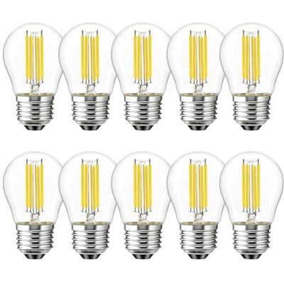HUAMu Lampadina E27 a risparmio energetico, lampadina a incandescenza a candela a filamento 4W 40W equivalente, luce bianca 6500K, vite piccola G45 Edison trasparente, 400lm, AC220-240V, 10 pezzi HUAMu Lampadina E27 a risparmio energetico, lampadina a incandescenza a candela a filamento 4W 40W equivalente, luce bianca 6500K, vite piccola G45 Edison trasparente, 400lm, AC220-240V, 10 pezzi