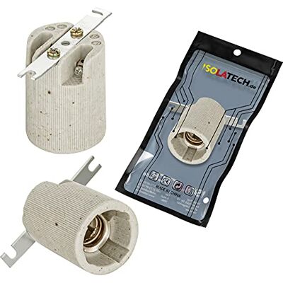 ISOLATECH 1x Portalampada E14 in Ceramica con staffa Max.250V/4A LED Per lampadine a risparmio energetico e lampadine a incandescenza, resistente al calore, per cucina, bagno, faretti da incasso ISOLATECH 1x Portalampada E14 in Ceramica con staffa Max.250V/4A LED Per lampadine a risparmio energetico e lampadine a incandescenza, resistente al calore, per cucina, bagno, faretti da incasso