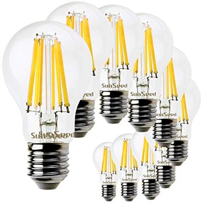 SUNSEED 10x Lampadina E27 Filamento LED 10W Goccia A60 1200 Lm Luce Naturale 4000K, 83W Equivalente SUNSEED 10x Lampadina E27 Filamento LED 10W Goccia A60 1200 Lm Luce Naturale 4000K, 83W Equivalente