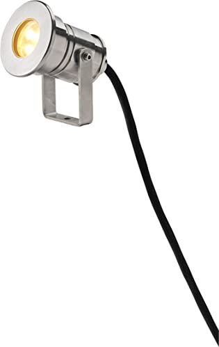 SLV lampada a picchetto DASAR PROJEKTOR / lampada da esterno per l’illuminazione di giardino, terrazza, piante, stradelli / IP67 3000K 5,5W 300lm acciaio inossidabile 40 gradi