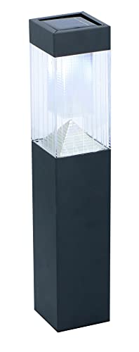 Grundig Set di 3 lampade a energia solare a LED, in acciaio inox, 6,5 x 35,5 cm/con picchetto H 53 cm – illuminazione solare per vialetti, decorazione da giardino