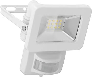 goobay Proiettore LED rilevatore di movimento da esterno 10W / sensore PIR proiettore da esterno IP44 / luce bianca neutra 850 lm/proiettore LED a parete/proiettore da giardino/bianco