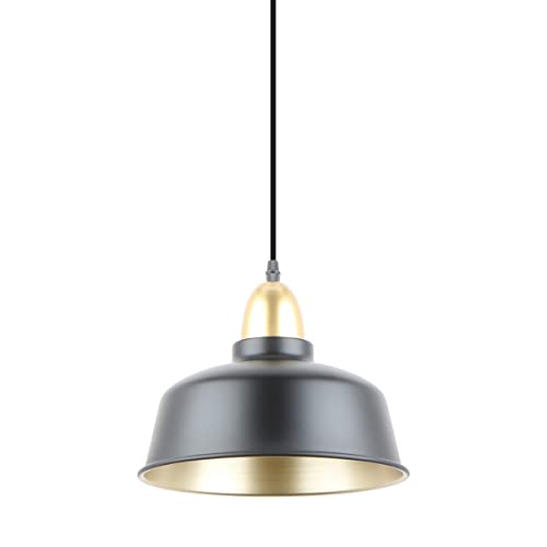 Zumaline Lighting Zumaline MENSA Plafoniera a sospensione a cupola, nero opaco, oro, 1x E27