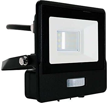 V-TAC Faro LED da Esterno con Chip Samsung 10W con Sensore PIR di Colore Nero Impermeabile con cavo da 1 metro, Luce Bianco Freddo