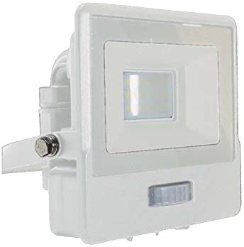 V-TAC Faro LED da Esterno con Chip Samsung 10W con Sensore PIR di Colore Bianco Impermeabile, Luce Bianco Naturale