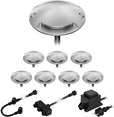 ledscom.de Lampada da terra a LED Bunda, 2 luci, per esterni, passabile, bianco freddo, set di 8