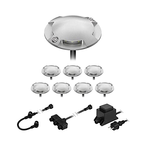 ledscom.de Lampada da terra a LED Bunda, 4 luci, per esterni, passabile, bianco freddo, set di 8