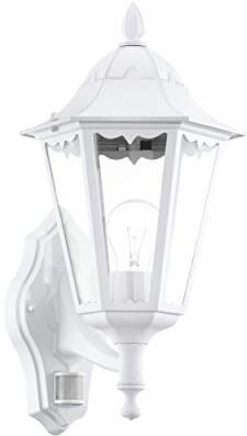 Eglo Navedo Lampada da parete per esterni a 1 luce con rilevatore di movimento, lampada da parete con sensore in fusione di alluminio e vetro, colore: bianco, attacco: E27, IP44