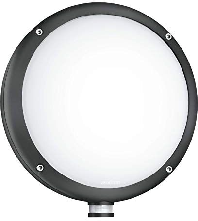 Steinel L 330 S lampada da esterno, lampada da parete 8,4 W, sensore di movimento a 360°, portata 7 m, resistente agli urti, bianco caldo [Classe di efficienza energetica D]