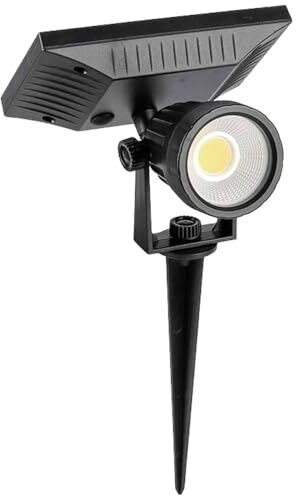 V-TAC Faretto LED Solare da Giardino con Pannello Solare Faro Spot LED da Esterno Impermeabile IP65 per Cortile, Piscina, Terreno Luce 6400K Bianco Freddo Lampada 2W,