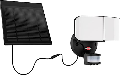 Brennenstuhl Faretto Solare LED da Esterno Con Sensore di Movimento, Lampada a LED Esterno Con Pannello Solare Separato, 24x LED SMD di alta qualità 900lm, IP 44, Nero