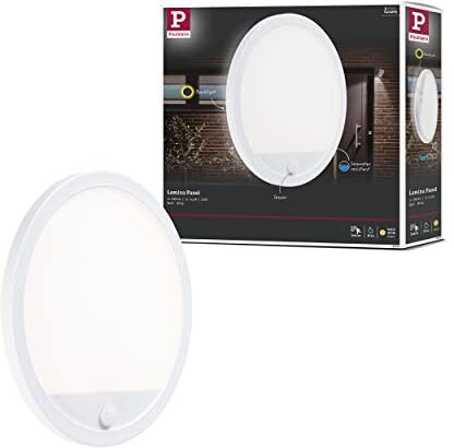 Paulmann Apparecchio LED per Esterni Pannello Lamina con Sensore di Movimento IP44 Rotondo incl. 1x14,5 W 3000K 14.5 W, Bianco