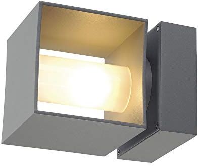 SLV Square Turn/Illuminazione per pareti, stradelli, ingressi, faretto LED plafone da Esterno, Lampada da Giardino / G9 IP44, Giro Quadrato QT14 42W Grigio Argento