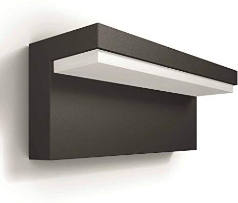 Philips Bustan Lampada da Parete da Esterno, LED, senza Sensore di Movimento, 2700 K, Grigio Scuro