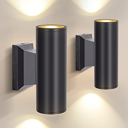 Aigostar Lampada da Parete Esterno Impermeabile IP65,GU10 Alluminio Up Down Lampada da Parete Esterni,Applique Moderna,Luce Esterno per Esterno Muro Portico Corridoio Terrazza,Nero(2 pacchi)